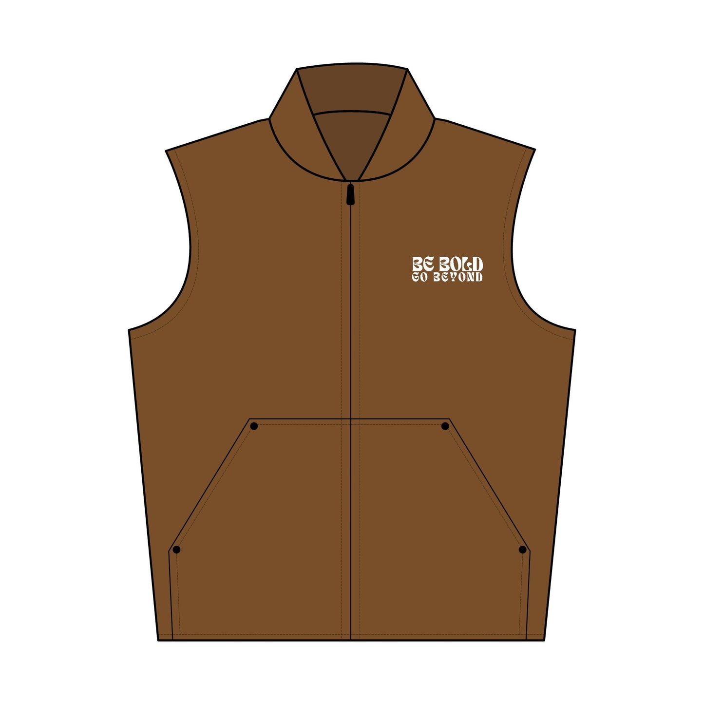 Black on Black/Brown Duck Cloth Vest (Embroidery)