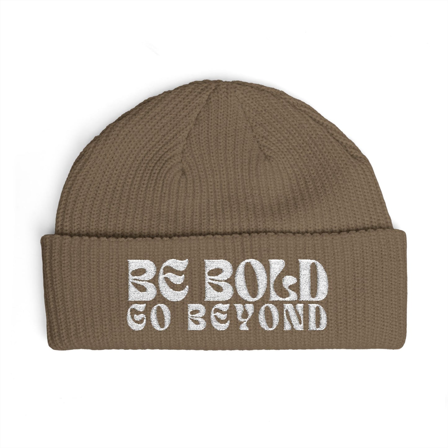 Walnut Embroidered Cuff Beanie