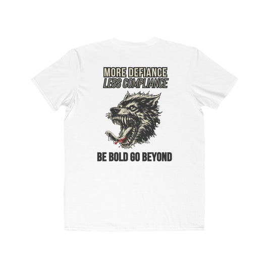 More Defiance, Less Compliance White/Muscle Tee