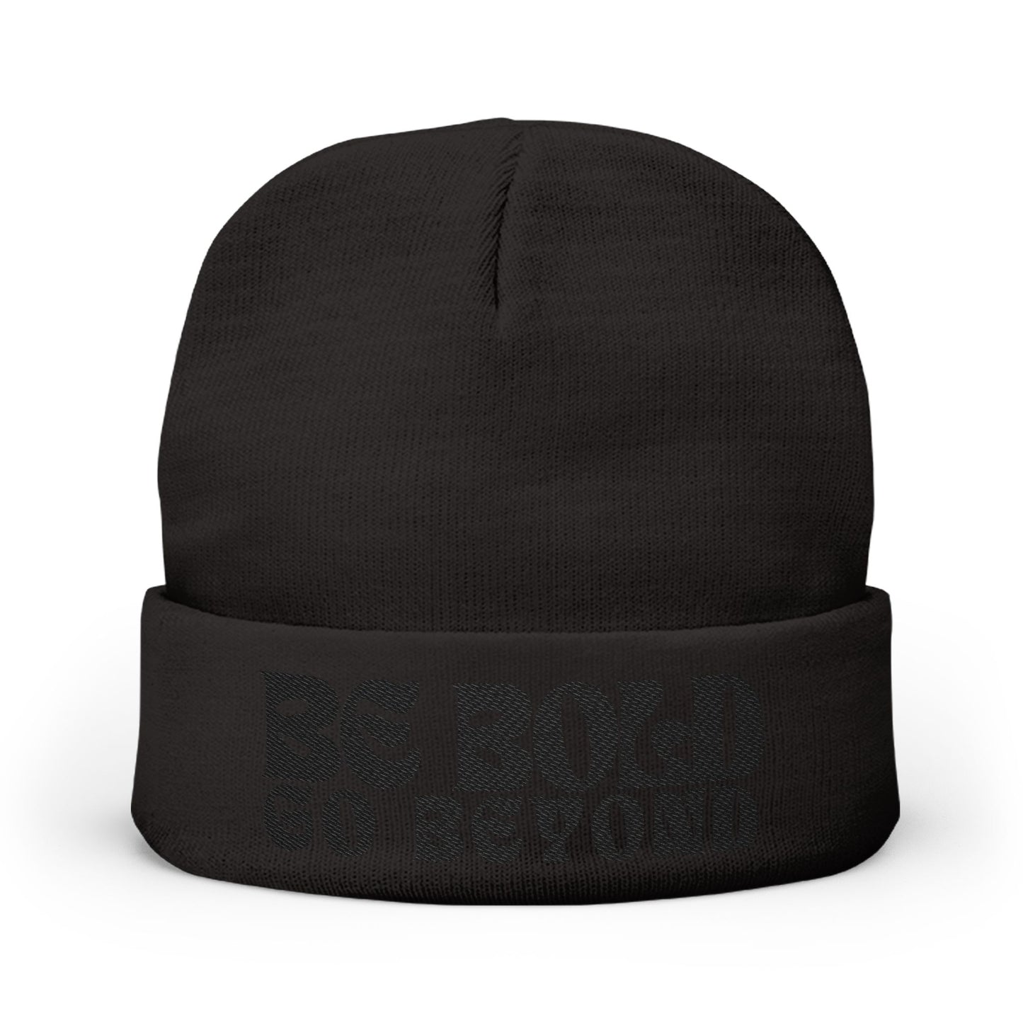Black on Black Be Bold Be Groovy Embroidered Beanie