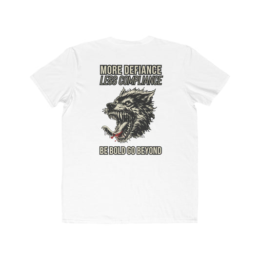 More Defiance, Less Compliance White/Muscle Tee